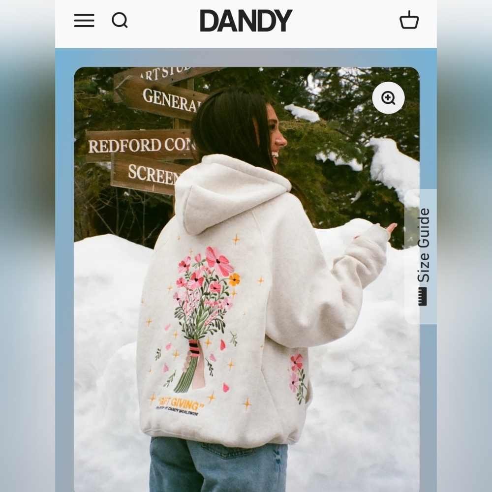 Dandy "Gift Giving" Oversized Lux Hoodie in Heather Gray Size Medium NWT